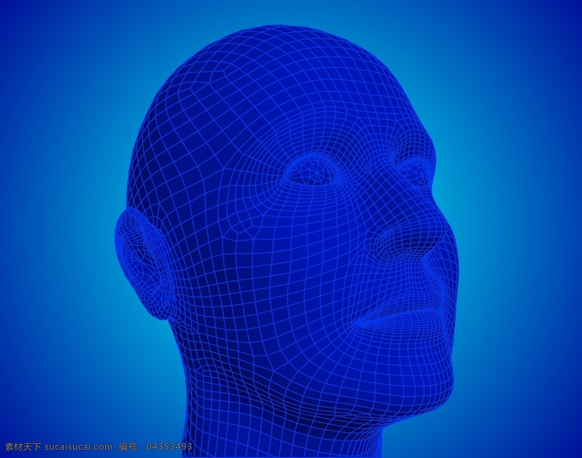 款 3d 立体 人物 头像 矢量 人物矢量素材 3d模型 蓝色 矢量图