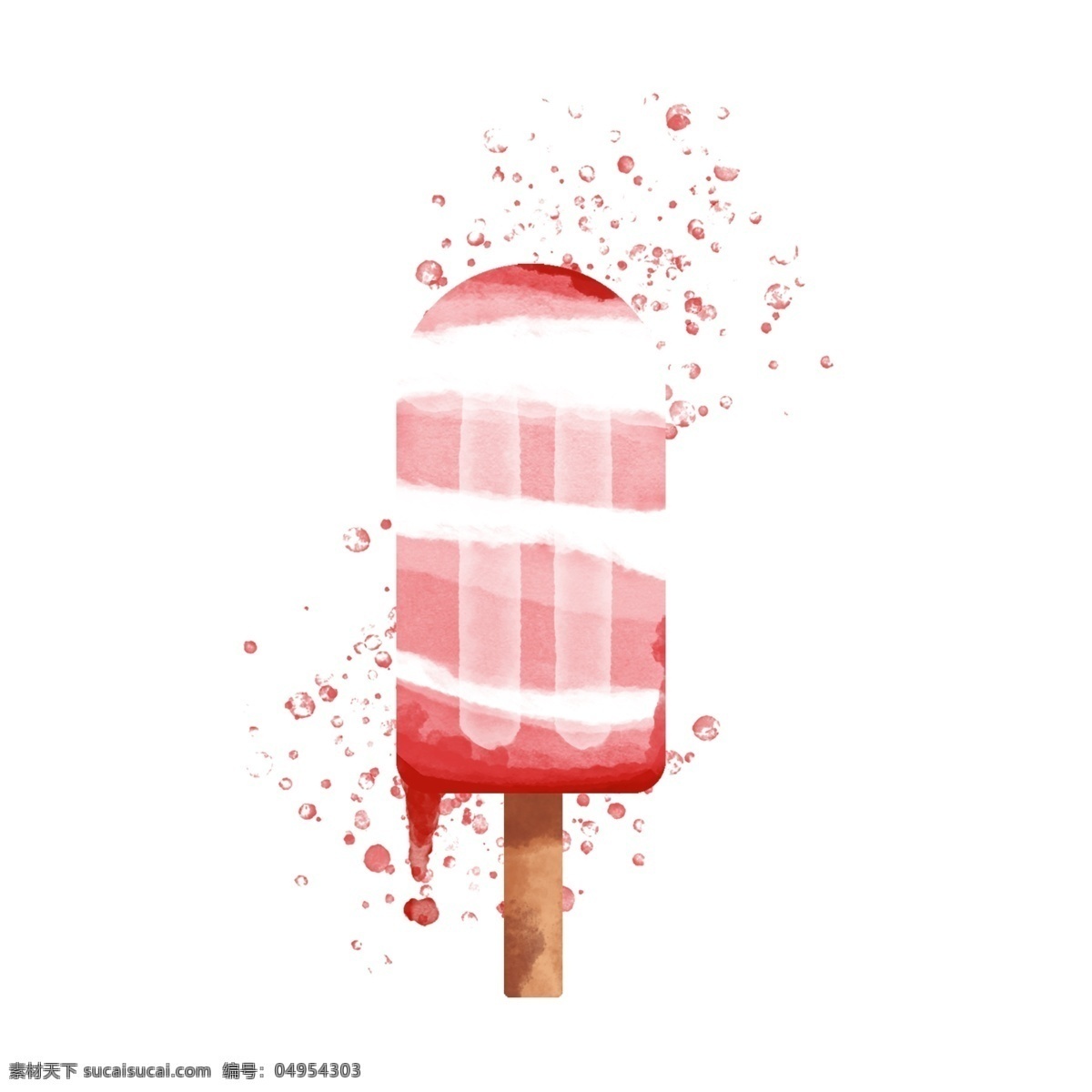 水彩 笔触 红色 樱桃 味道 冰淇淋 水彩冰棍 红色樱桃味道 樱桃冰淇淋 小 清新 冰棍 酸甜冰棒 奶油樱桃冰棒