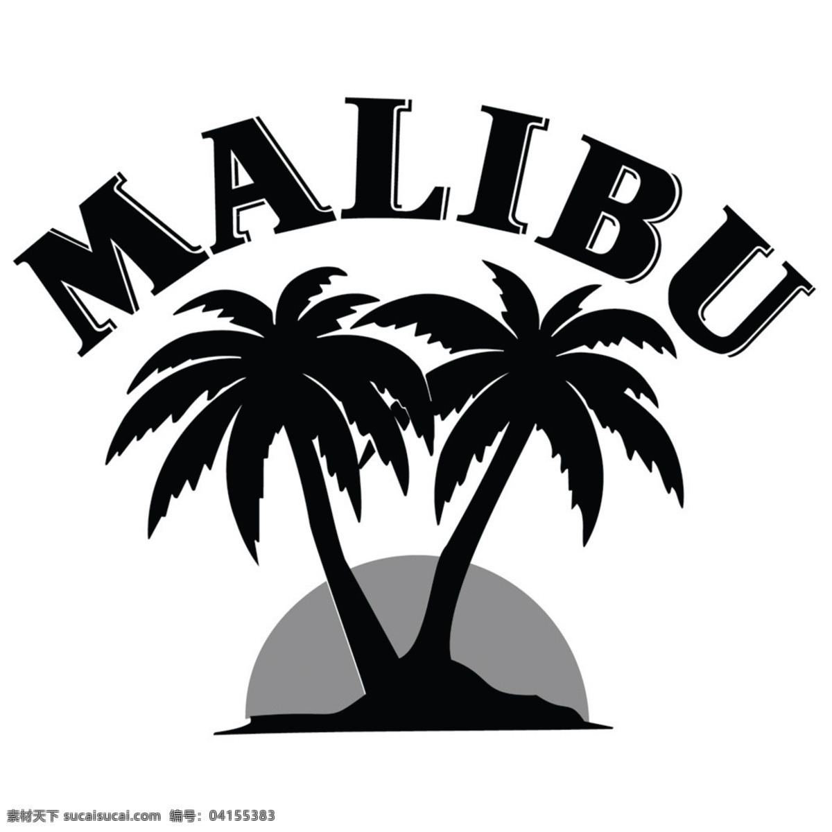 标志设计 广告设计模板 海滩 椰子树 源文件 malibu 图标 模板下载 酒 psd源文件