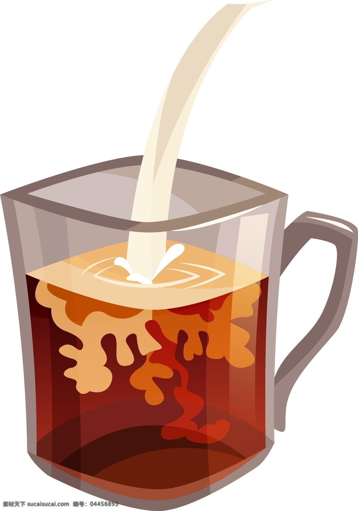 手绘 养生 红茶 元素 茶文化 ai元素 透明元素 方形水杯 免抠元素