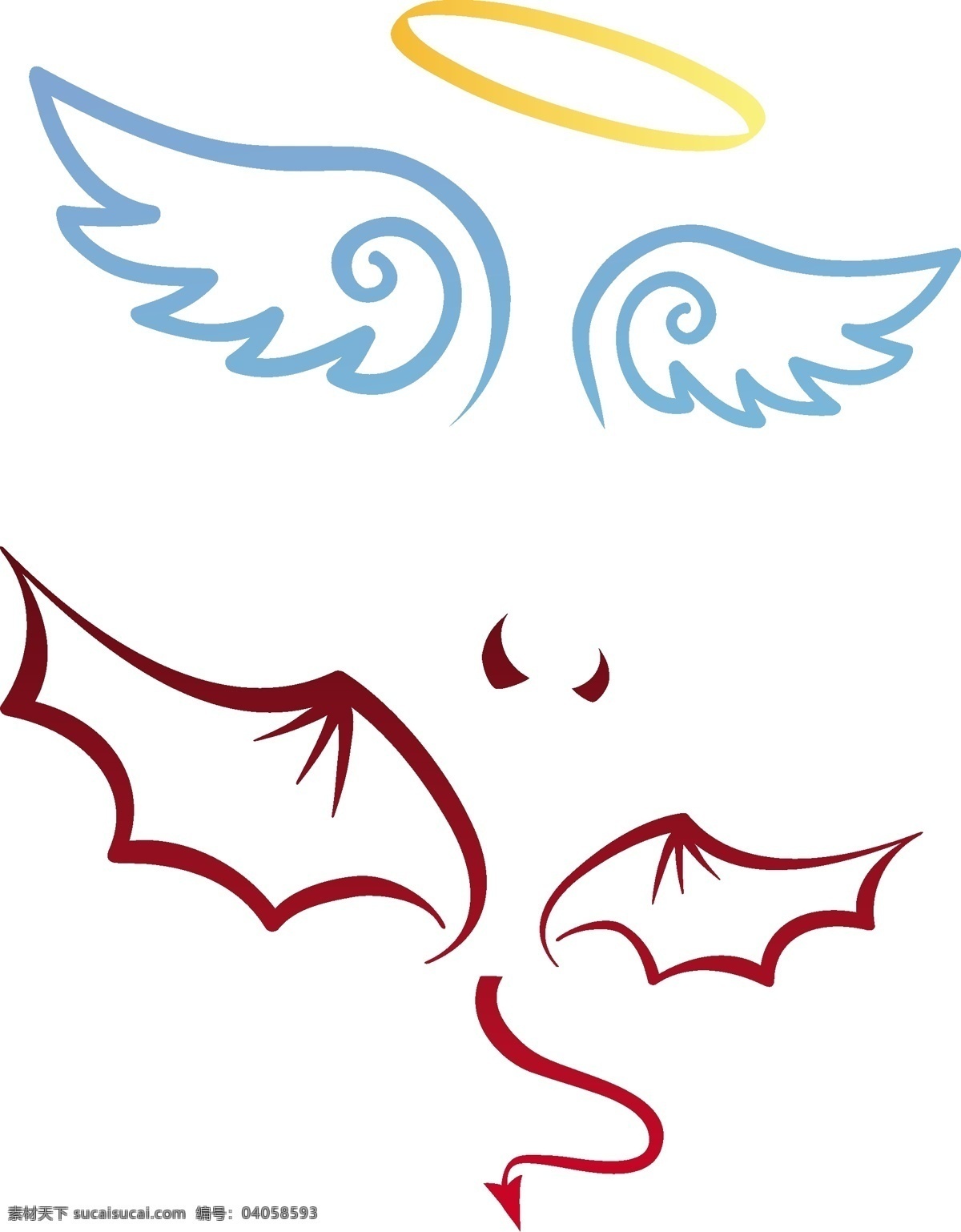 天使 魔鬼 翅膀 矢量 可爱 矢量素材 卡通 矢量图