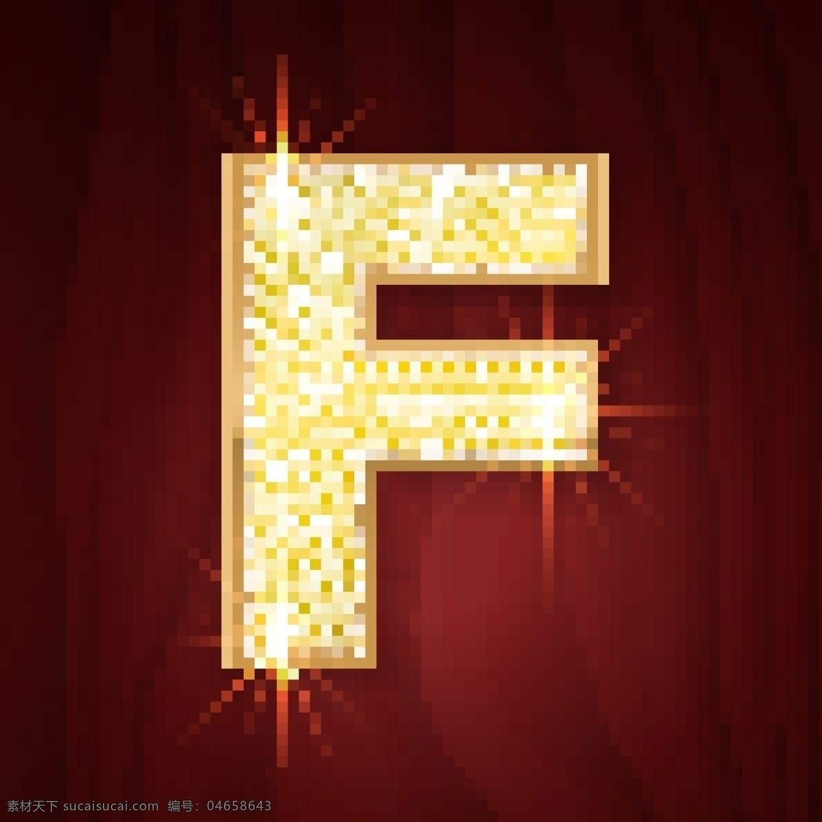 黄色 镶边 钻石 闪耀 英文 字母 f 红色背景 金色 英文字母 闪亮 字母f 字母素材 文化艺术 节日庆祝