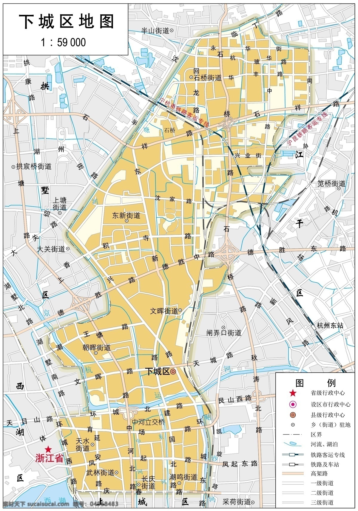 浙江 杭州市 下城区 标准 地图 32k 杭州市地图 标准地图 地图模板 杭州地图 下城区地图
