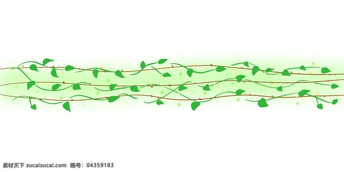手绘 树叶 分割线 插画 绿色的叶子 卡通插画 手绘插画 分割线插画 漂亮的分割线 绿色的分割线