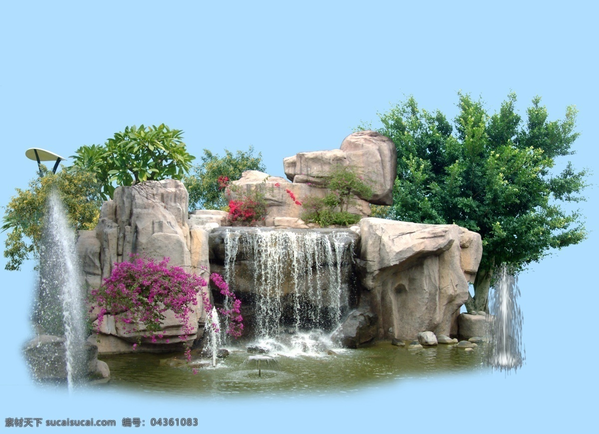 景观 水 喷泉 石头 树叶 没 处理 好 非常 常用 分层 源文件库