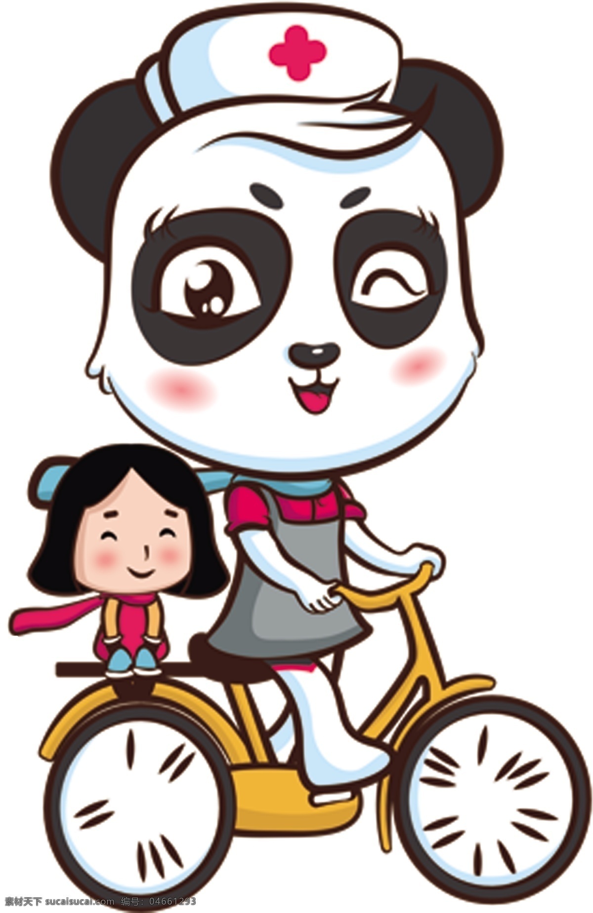 小美 医生 logo 小美医生 熊猫 标志 自行车 小孩 卡通 小朋友 骑车 logo设计