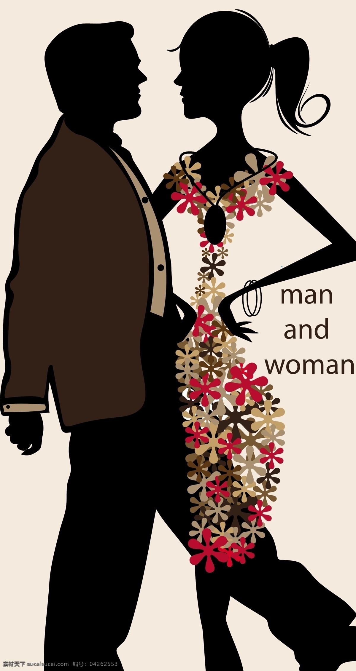 男人 女人 矢量 剪影 花朵 男性 女性 人物剪影 矢量素材 矢量图 矢量人物
