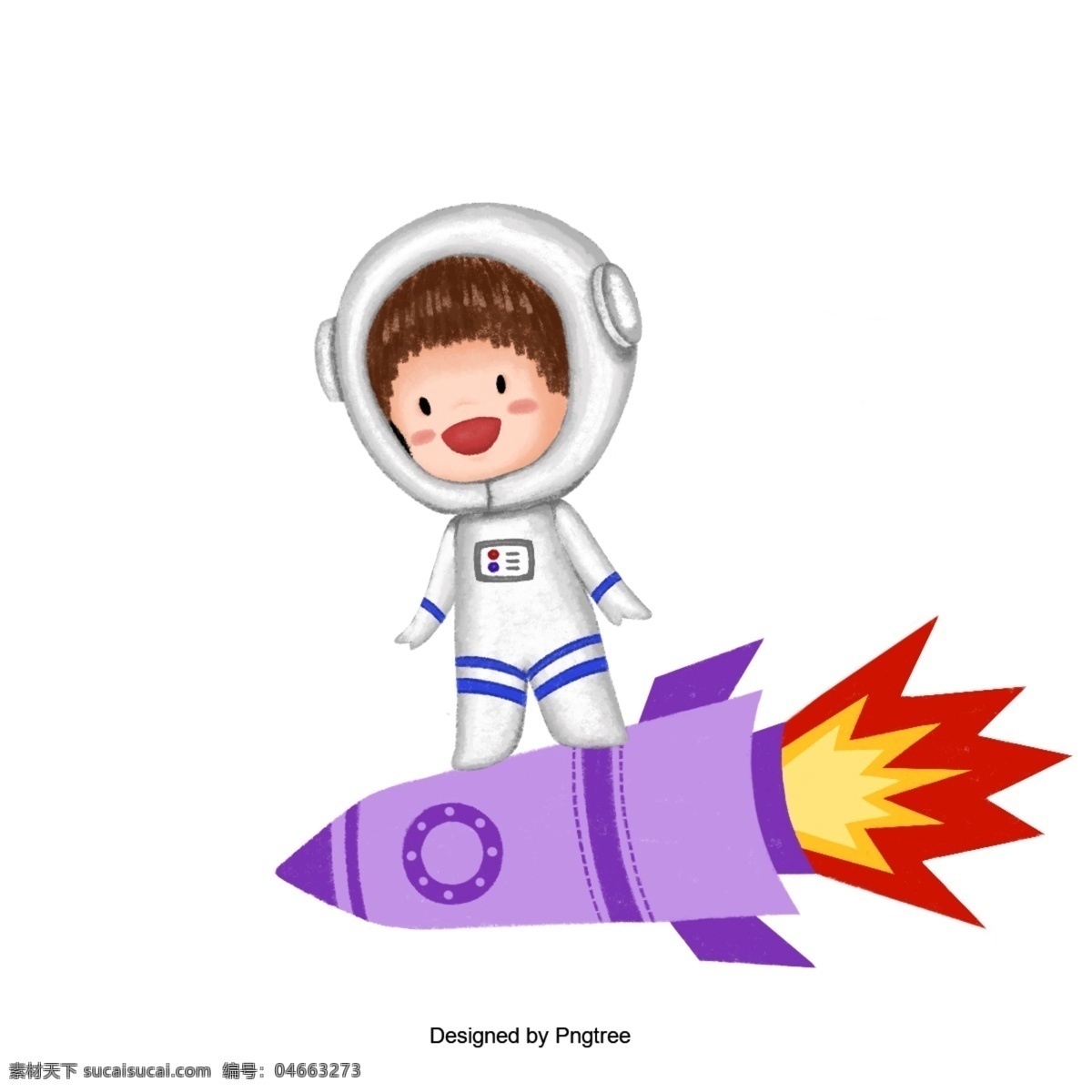 宇航员 火箭 手 油漆 空间 宇宙 白色 紫色 红色 金色 可爱 卡通 卡 邮政