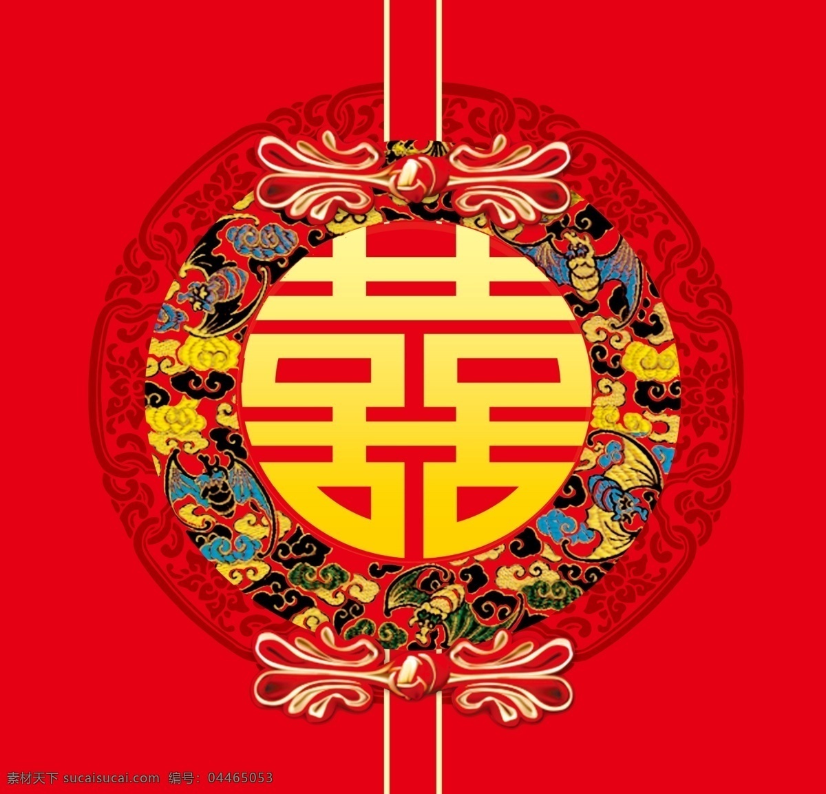 中式婚礼背景 盘扣 圆形喜字 红色背景 方形图案 红色婚礼 中式婚礼 喜字元素 中国传统花纹 分层