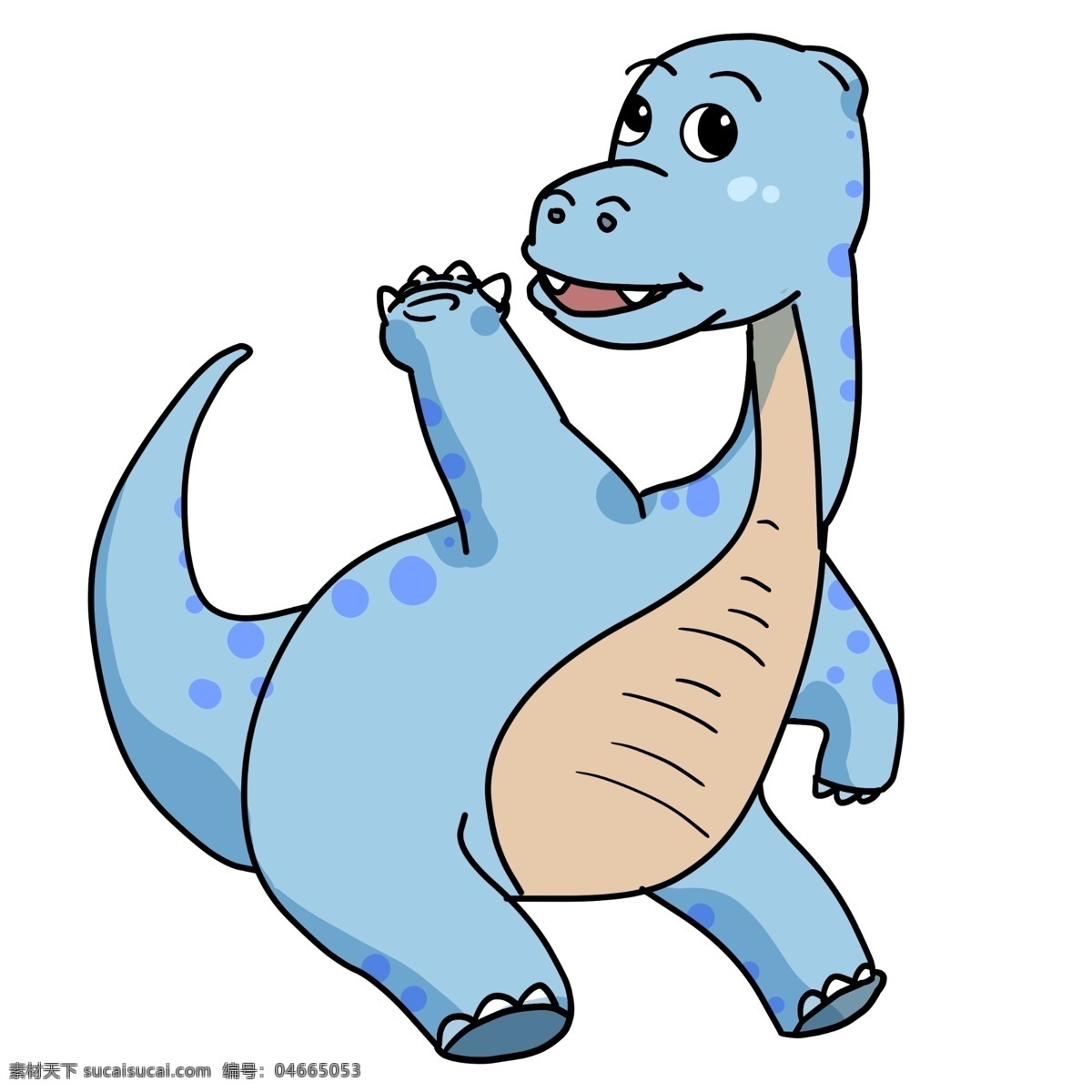 卡通 欧罗 巴龙 插画 蓝色的恐龙 欧罗巴龙 打招呼的恐龙 可爱的恐龙 卡通恐龙插画 灭绝动物