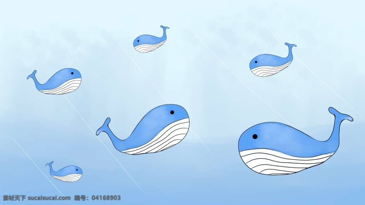 蓝色 海洋 中 鲸鱼 卡通 背景
