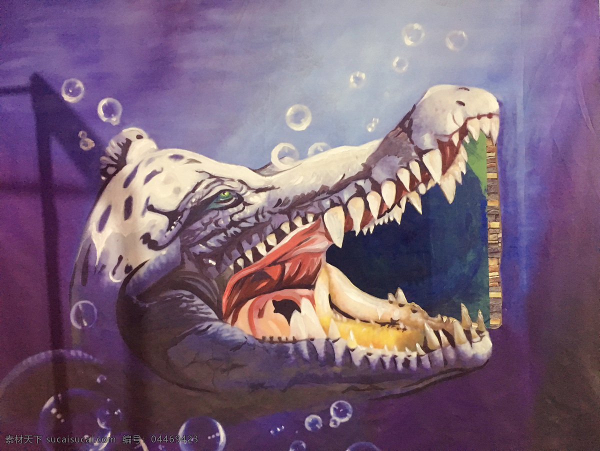 鳄鱼 鲨鱼 鱼类 气泡 牙齿 海水 3d画 立体画 壁纸 背景 生活百科