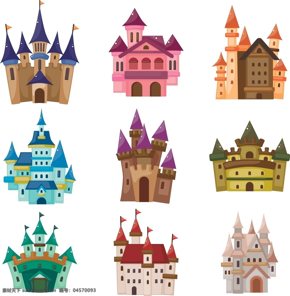 彩色 卡通 城堡 矢量图 卡通城堡 城堡素材 欧式城堡 童话城堡 城堡背景 梦幻城堡 城堡矢量 白色