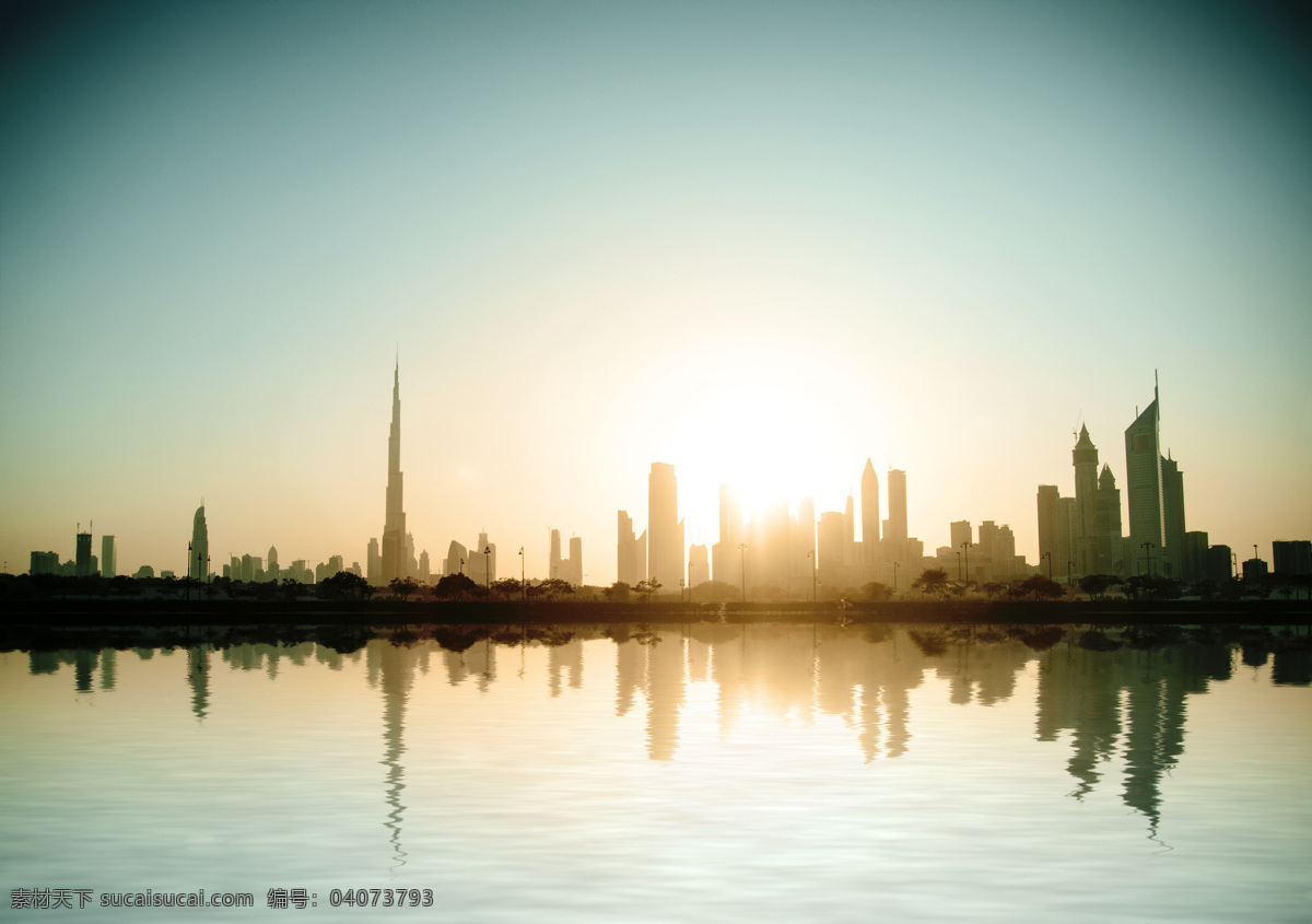 清晨 迪拜 高楼大厦 繁华都市 迪拜风景 城市风景 美丽风景 建筑设计 环境家居 清晨的迪拜 城市风光