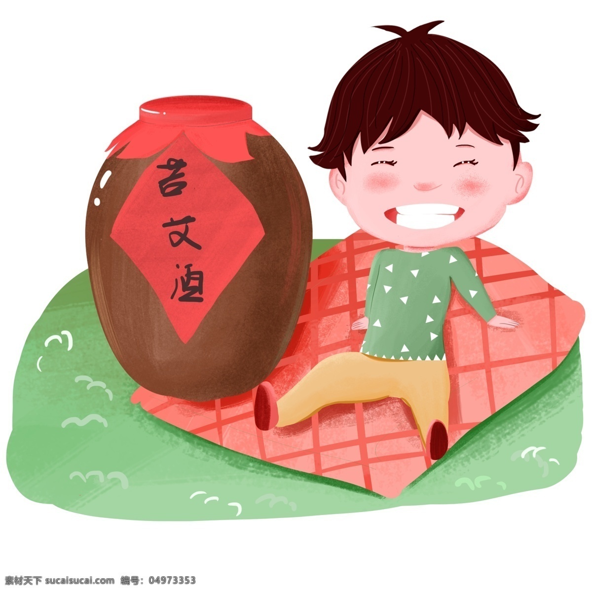 简约 手绘 风 端午节 苦艾 酒 可爱 孩子 可爱孩子 苦艾酒 端午 野炊