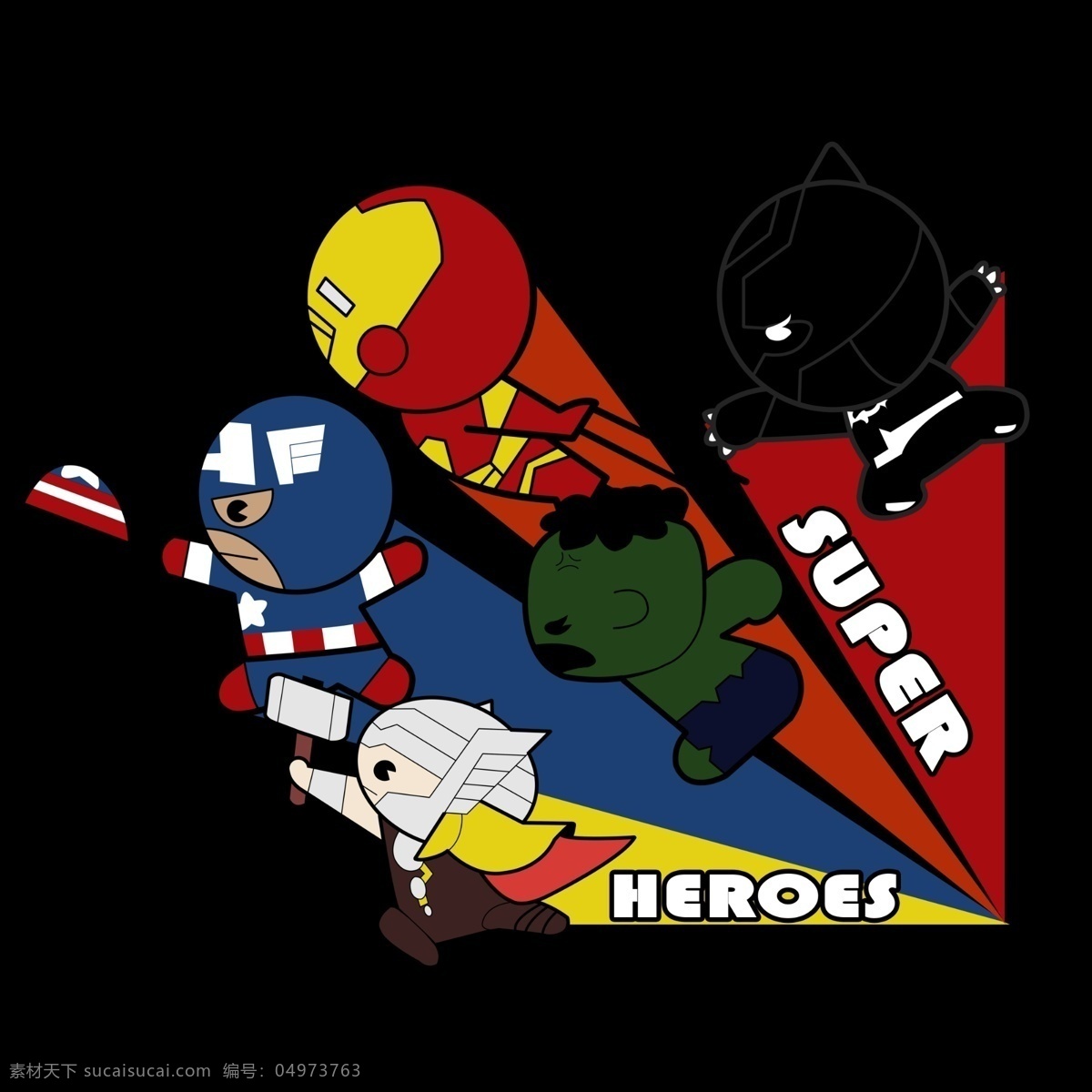 超级 英雄 卡通 版 绿巨人 黑猫 美国队长 钢铁侠 超级英雄 t恤图案 手机壳 分层