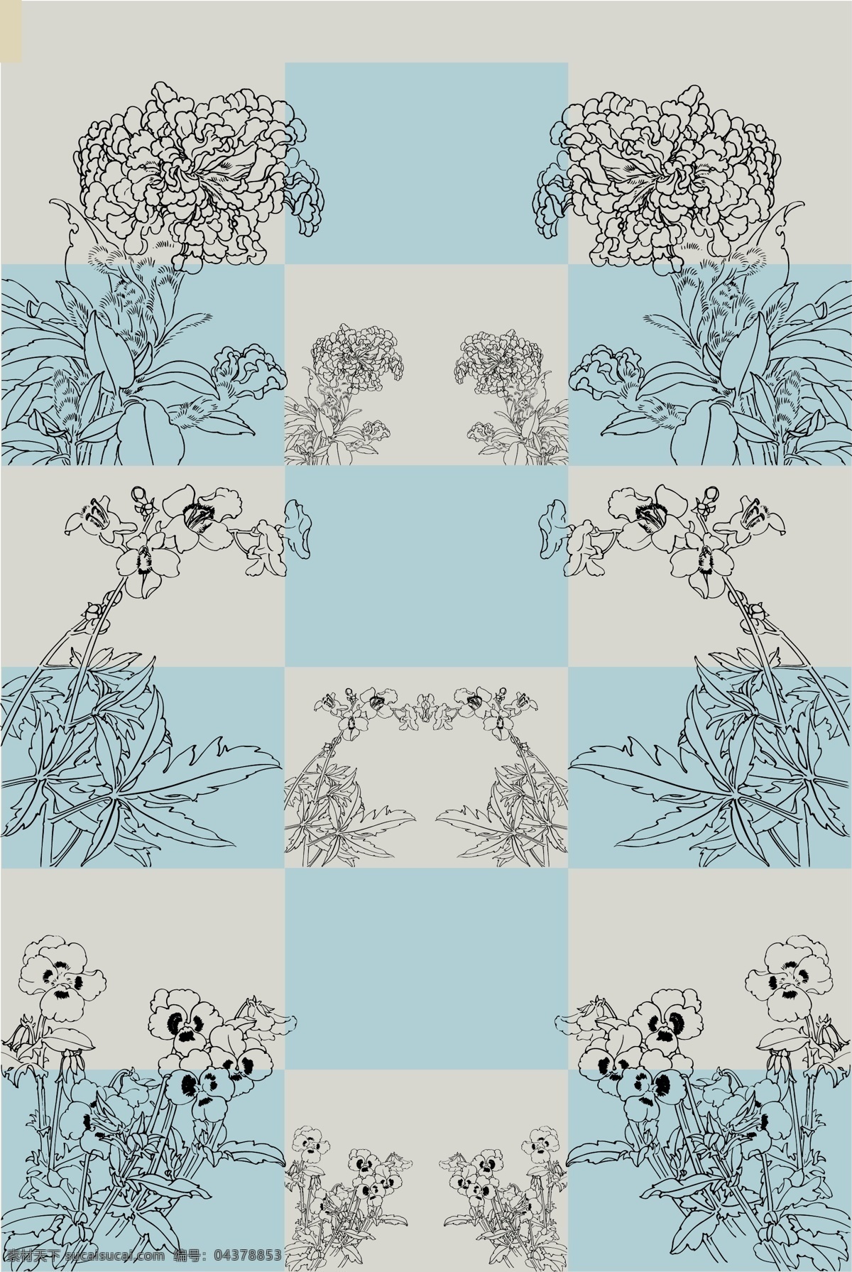 古典矢量花卉 线描古典花朵 装饰花纹 花卉 蝴蝶兰 菊花 花 枝叶花草 矢量 线条