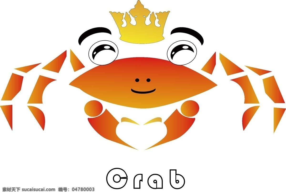 戴 王冠 螃蟹 矢量图 红色 矢量 原创设计 其他原创设计