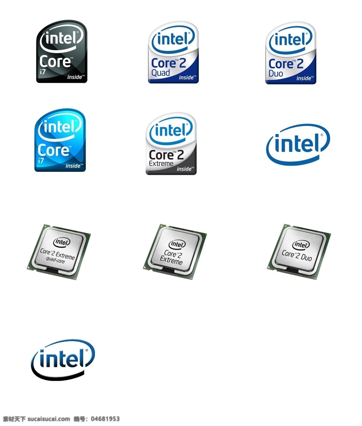 intel 英特尔 logo 电脑 cpu 芯片 科技 处理器 图标 数字 分层 源文件库