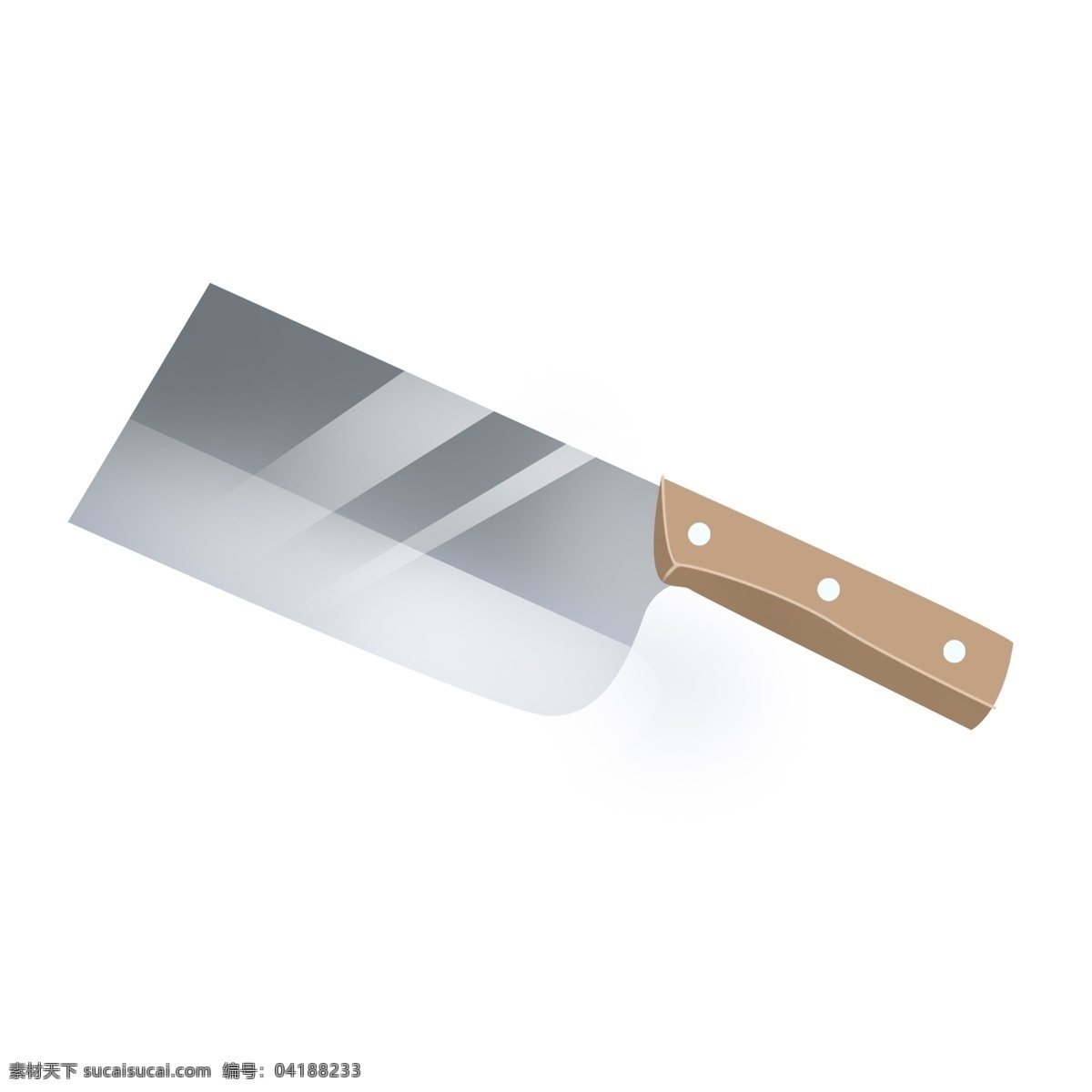 卡通 家用 菜刀 透明 底 切菜 厨具 烹饪煮菜用品 厨房用具 厨房用品 插画插图 木质把手 银色 灰色 锋利的刀