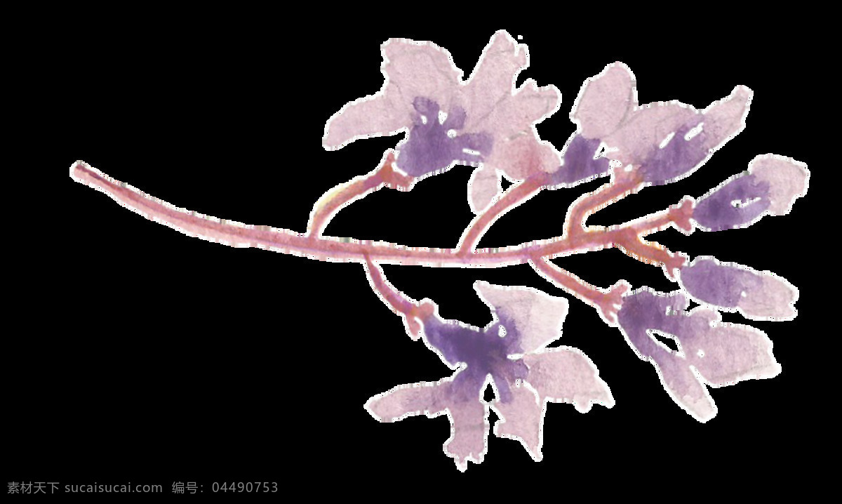 纷 紫 花叶 卡通 透明 桃花 枝叶 透明素材 免扣素材 装饰图案