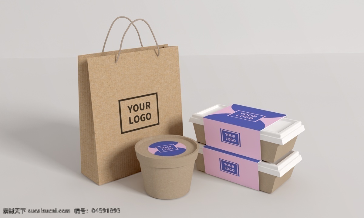 原创 模型 外卖 样机 打包 盒 袋子 餐饮 打包带 智能图层 mockup 贴图 一键贴图 盒子 包装样机