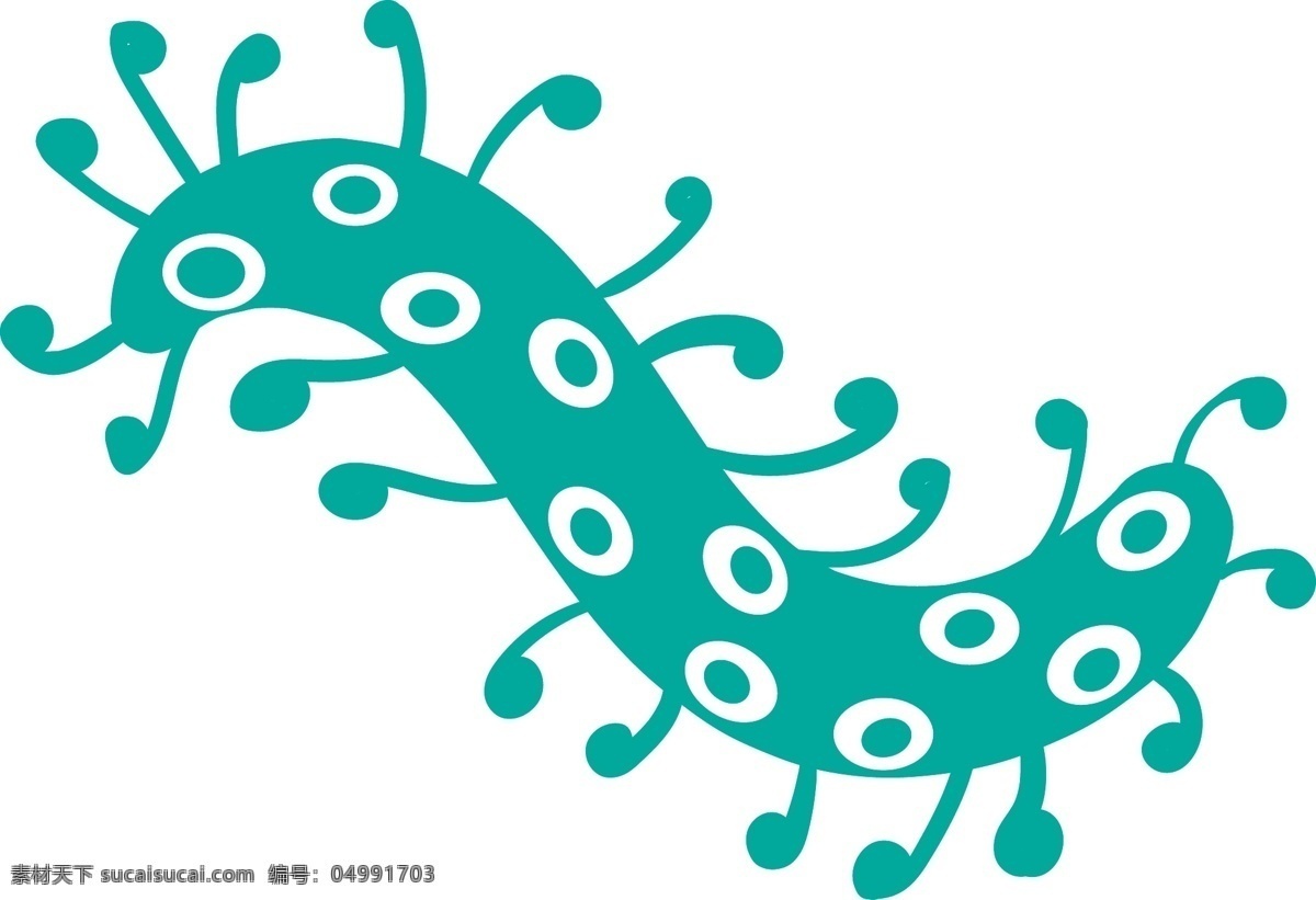 蓝色 细菌 卡通 插画 蓝色的细菌 卡通插画 细菌插画 病菌 细胞膜 细胞质 核糖体 核糖体细菌