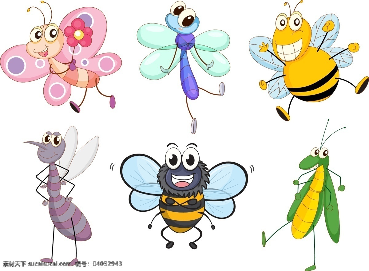 可爱 的卡 通 昆虫 格式 动漫 卡通 蜜蜂 蚊子 矢量 高清图片