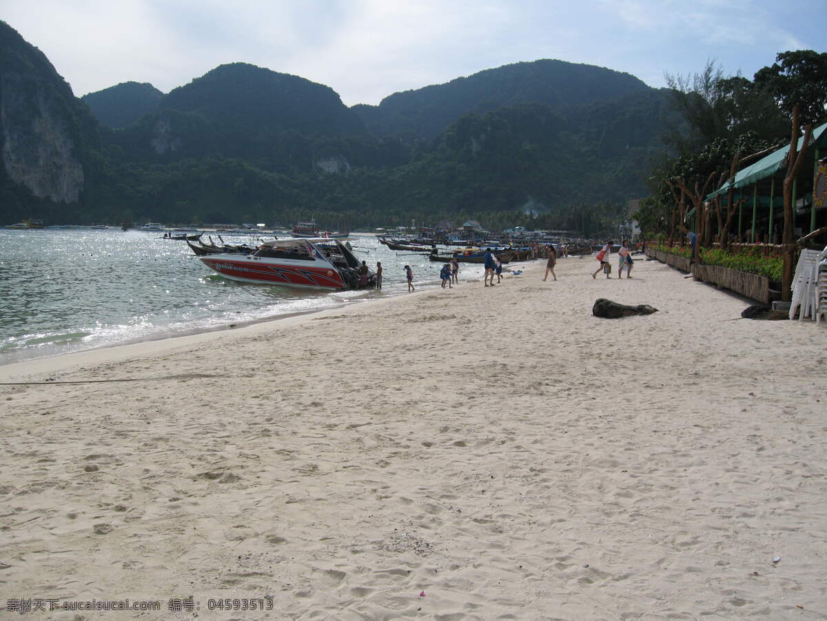 海滩 大海 国内旅游 海 海边 旅游摄影 沙滩 山峰 摄影图库 滩 渔船 天空 游客 游艇 psd源文件