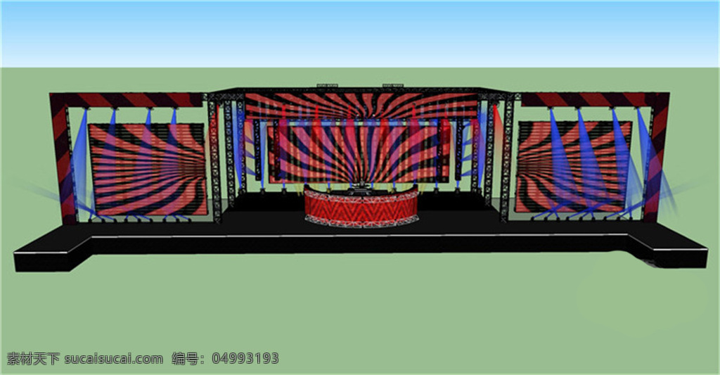 户外 舞台 skp 模型 场景 效果图 su 草图 大师 舞台场景 演唱会舞台 展示台 展台 舞台模型 工装模板 展台效果图 灯光 舞台效果