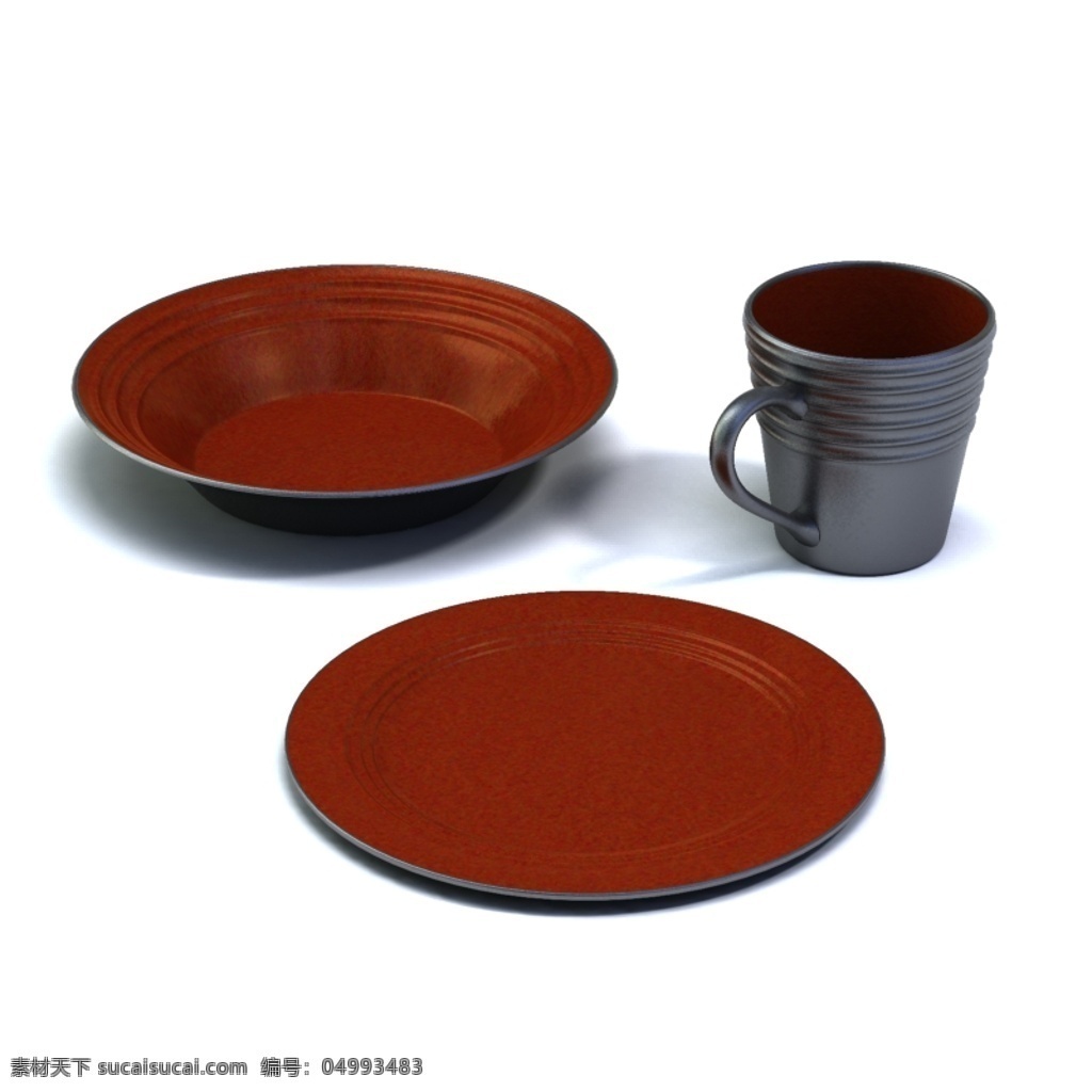 杯子 盘子 碟子 组合 3d 模型 模型素材 餐具模型 喝水杯子