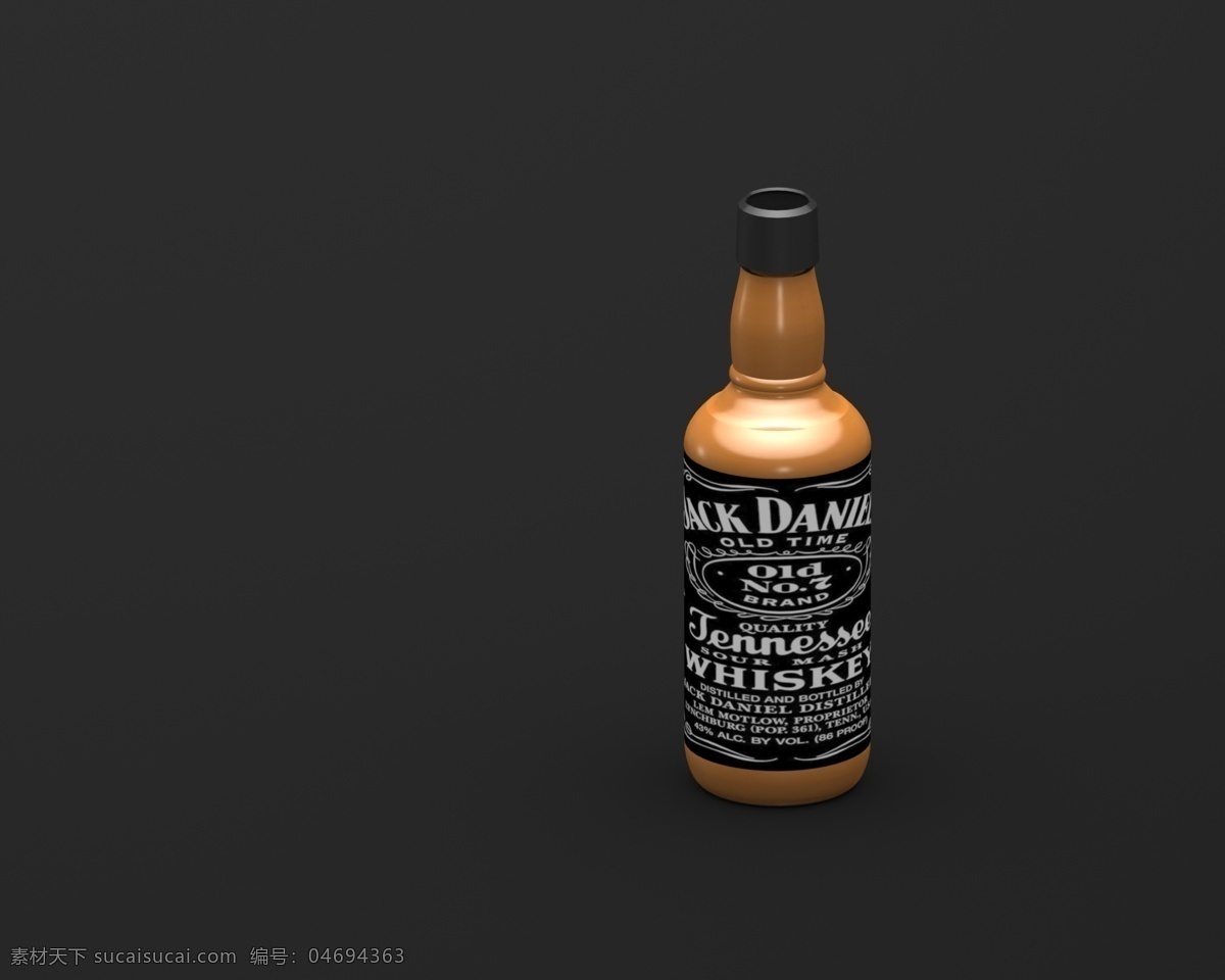 杰克 丹尼 瓶 丹尼尔斯 一瓶威士忌 3d模型素材 其他3d模型