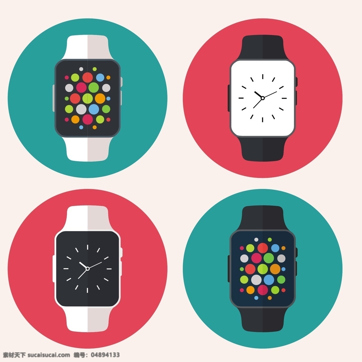 扁平手表 手表 苹果手表 数码产品 卡通手表