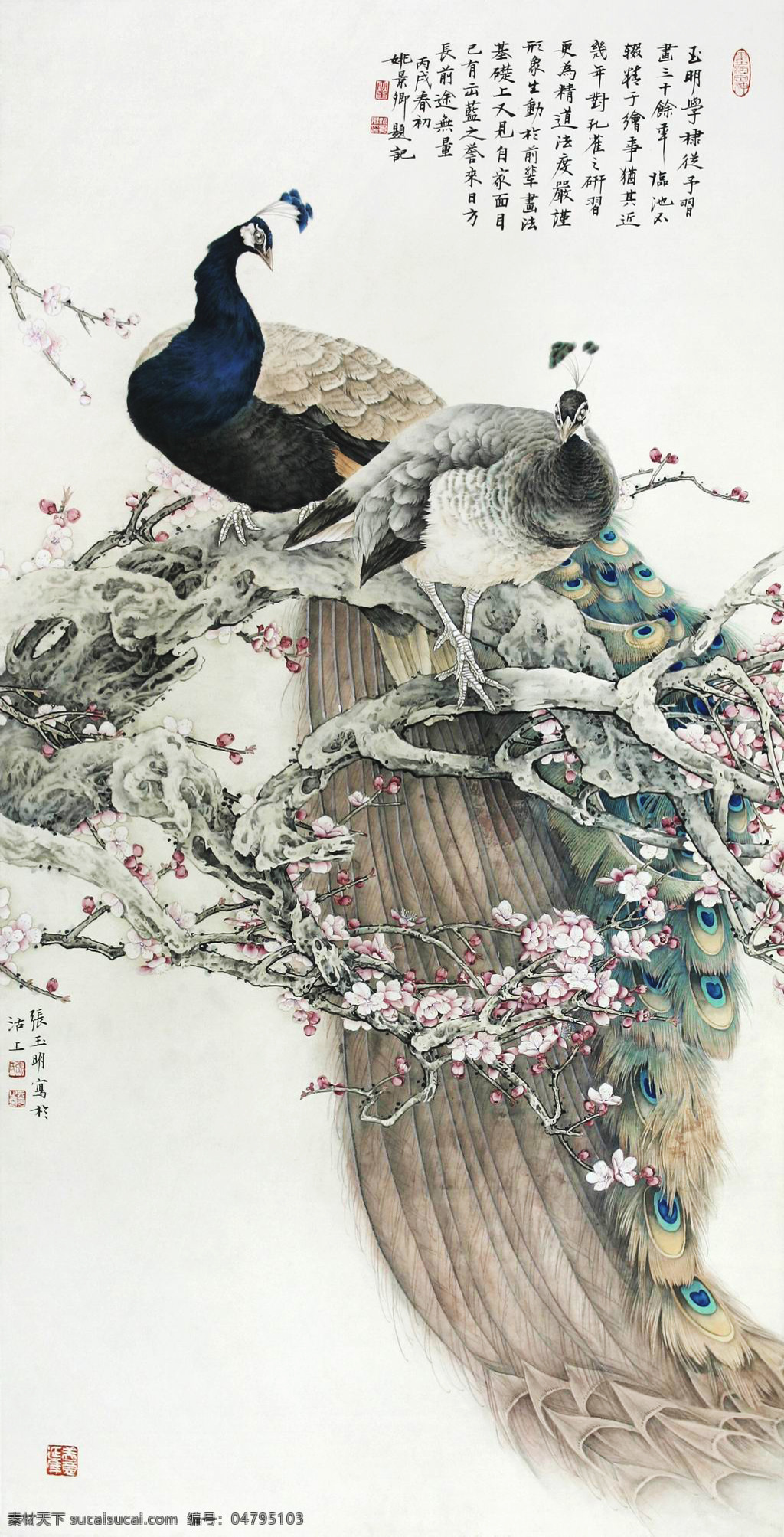 孔雀国画 国画 工笔 花鸟 花鸟画 工笔花鸟画 花鸟国画 孔雀 艺术绘画 文化艺术 绘画书法