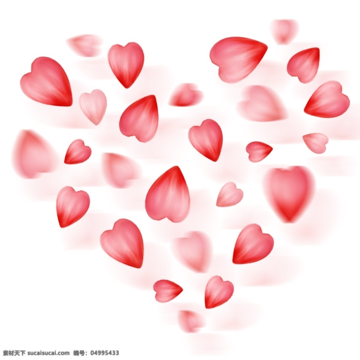 红色 爱心 玫瑰 漂浮 花瓣 装饰 元素 爱心图案 创意元素 漂浮花瓣 装饰元素 唯美浪漫 玫瑰花瓣