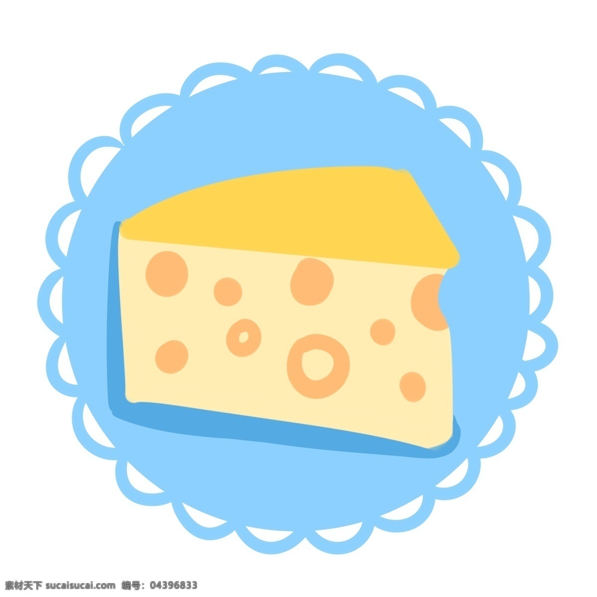 卡通 奶酪 图标 插画 卡通奶酪图标 三角形奶酪 黄色奶酪 美食 甜食 早餐 餐饮 蓝色 圆形