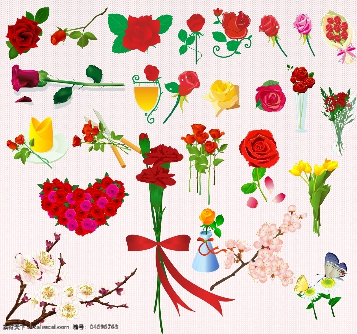 花朵 集 分层 蝴蝶 花束 卡通 玫瑰 淘宝 郁金香 花朵集 源文件 淘宝素材 其他淘宝素材