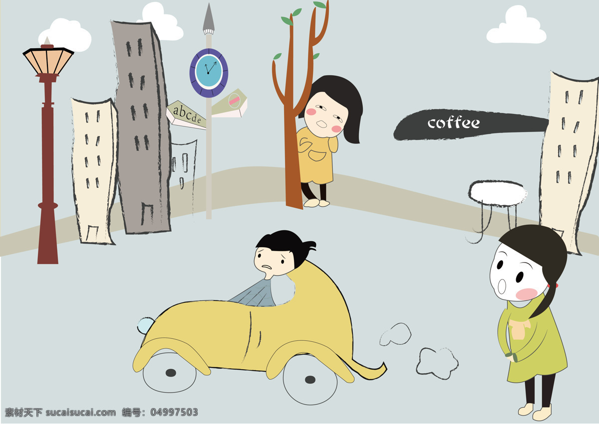 街边一遇插画01素材图片下载-素材编号04997503-素材天下图库