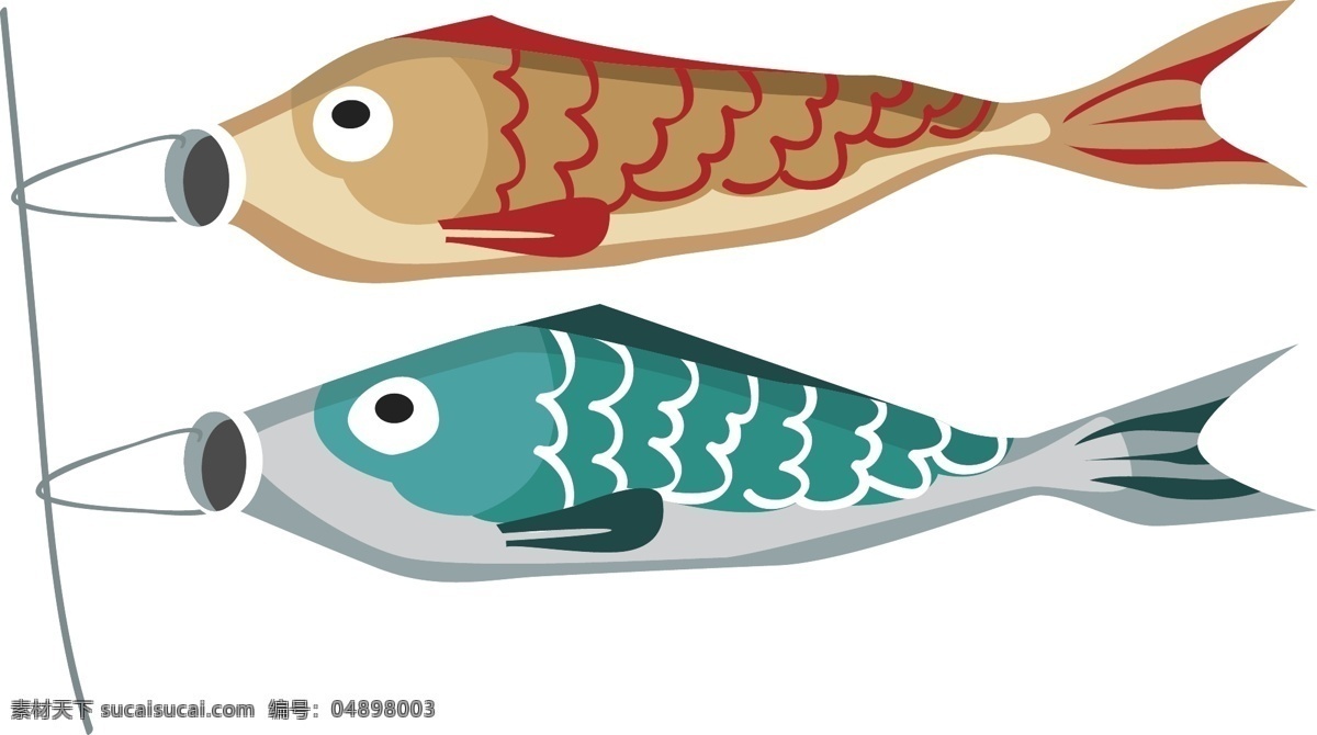 手绘 彩色 鱼 元素 彩色鱼 食物 ai元素 免扣元素