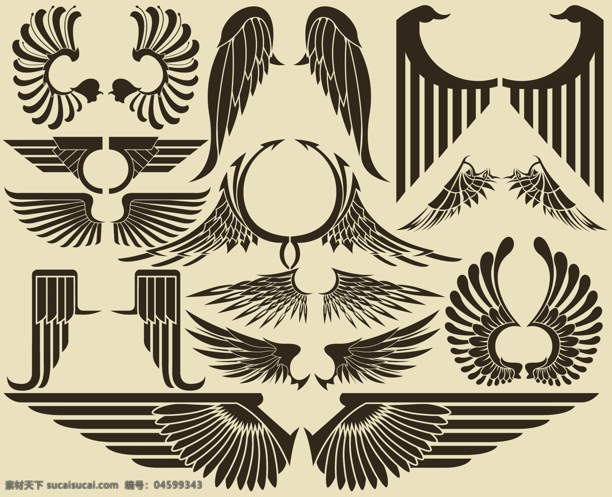 翅膀 集 汇 矢量 花纹 矢量素材 纹样 样式 伊面 矢量图 其他矢量图