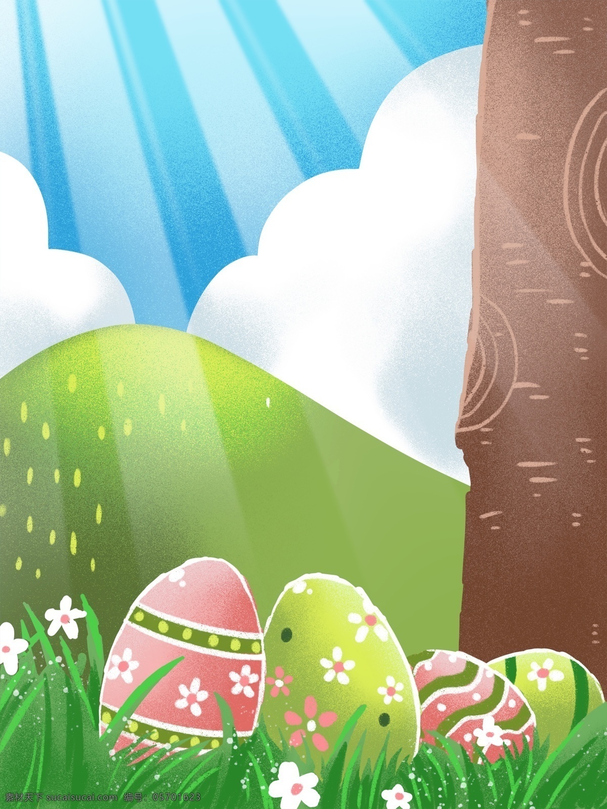 手绘 复活节 兔子 彩蛋 插画 背景 卡通背景 兔子与彩蛋 插画背景 通用背景