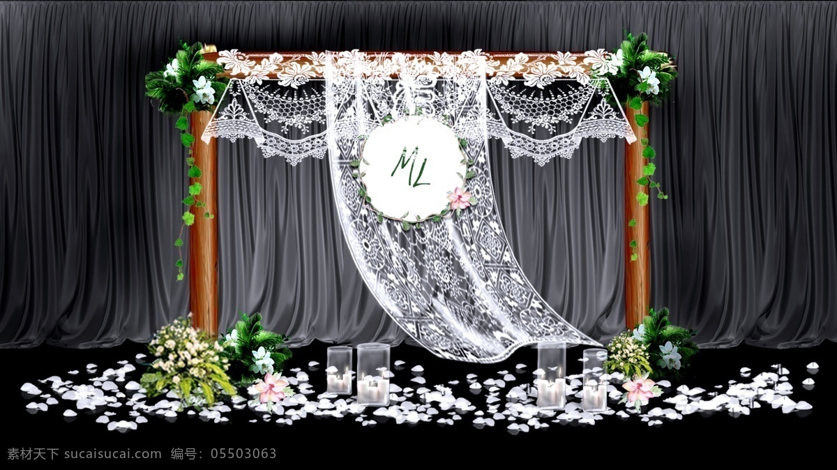白色 简约 森 系 婚礼 背景 墙 展示区 森系