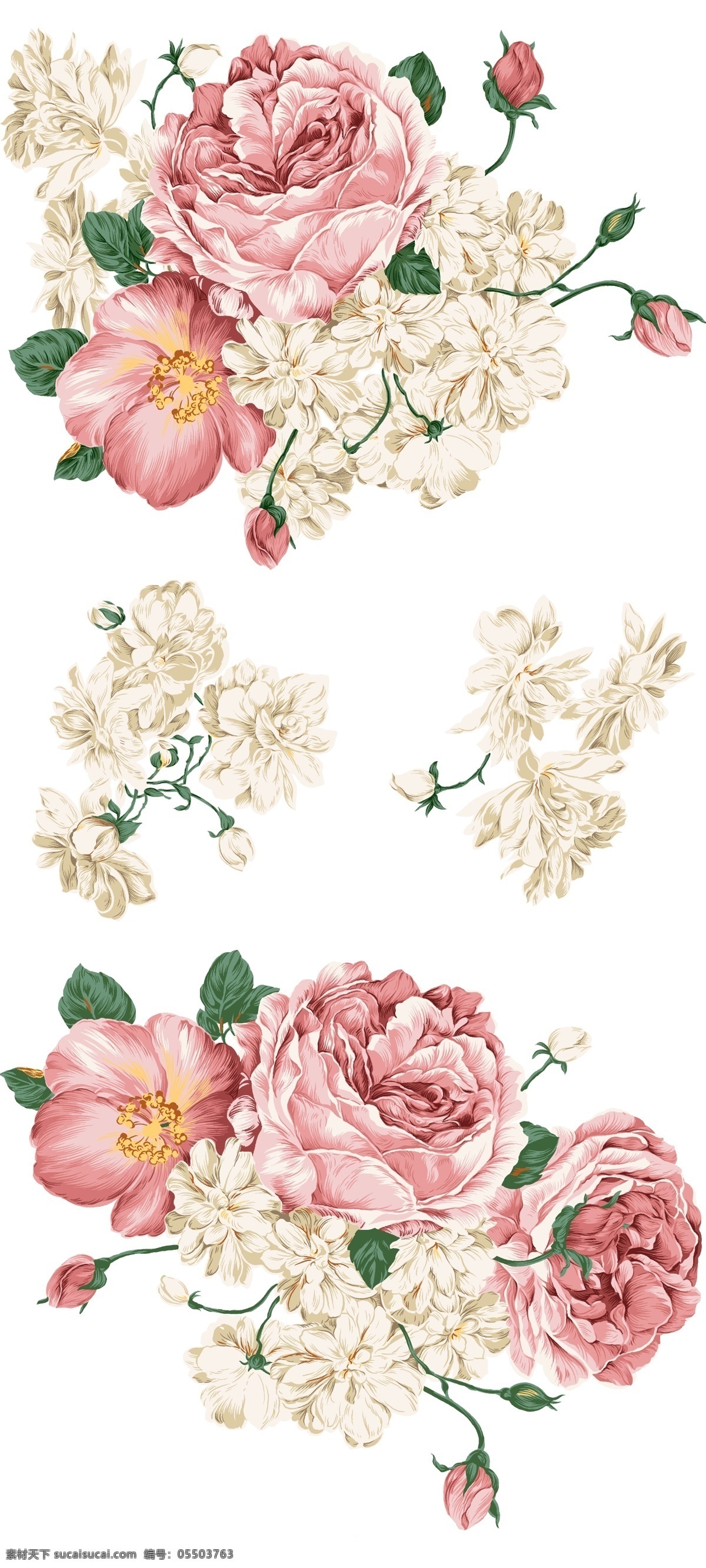 精美 牡丹花 分层 精美牡丹花 花 花朵 粉红牡丹 白牡丹 服饰素材 精致素材 海报素材 设计素材 花朵素材