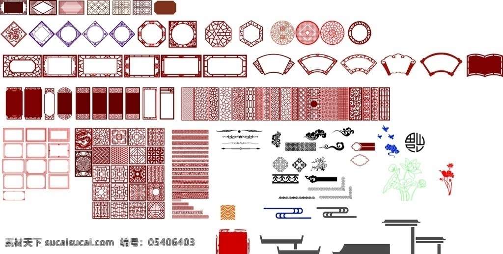 中国风图片 中国风 画框 荷花 回形针 门框