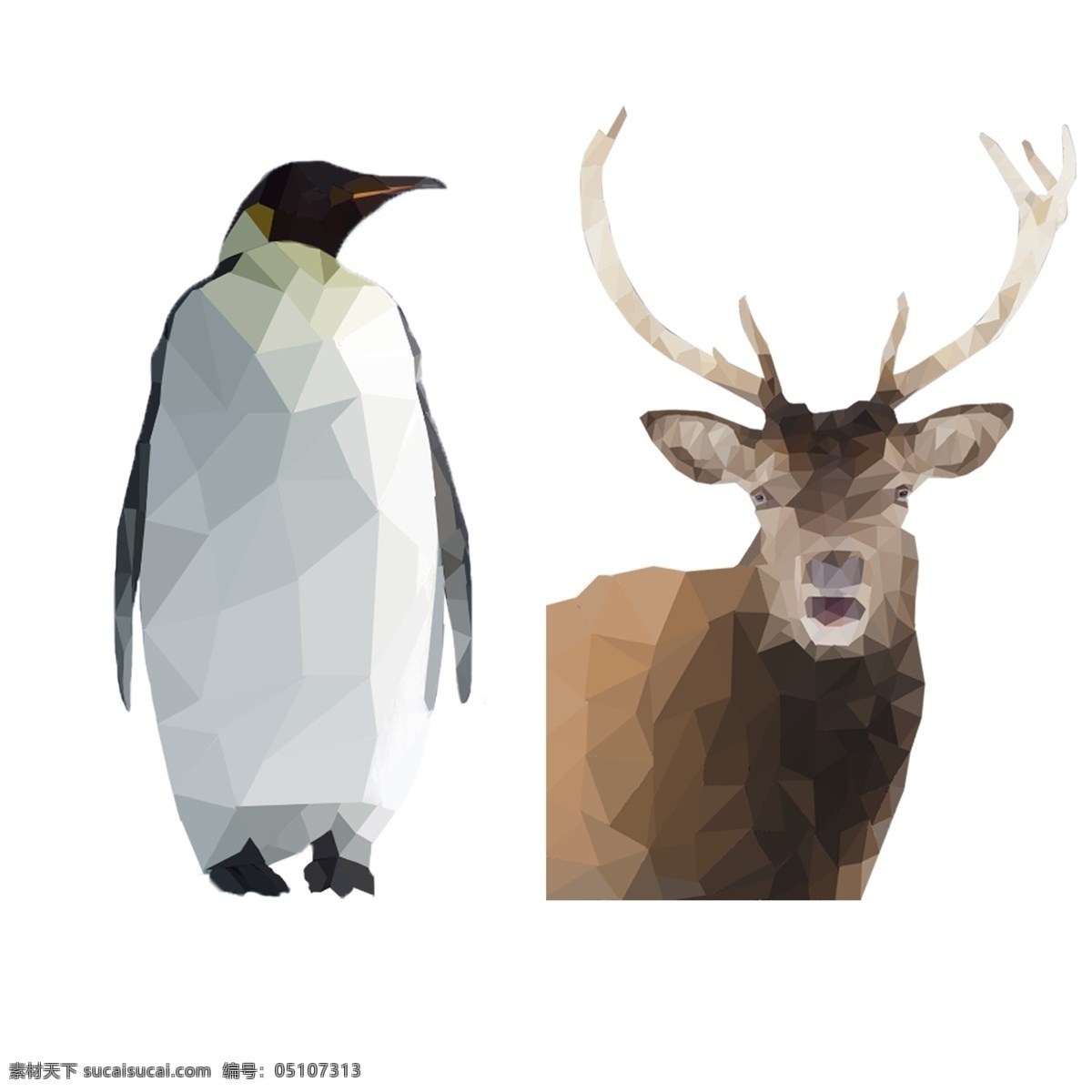 动物 企鹅 麋鹿 渐变 几何 方块 logo 元素
