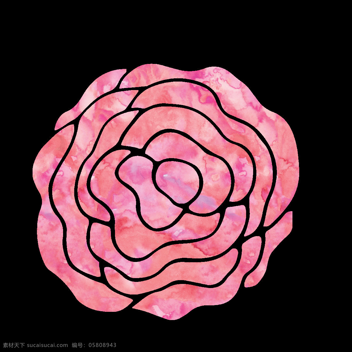 层峦 花蕊 卡通 水彩 透明 花叶 粉色 透明素材 免扣素材 装饰图案