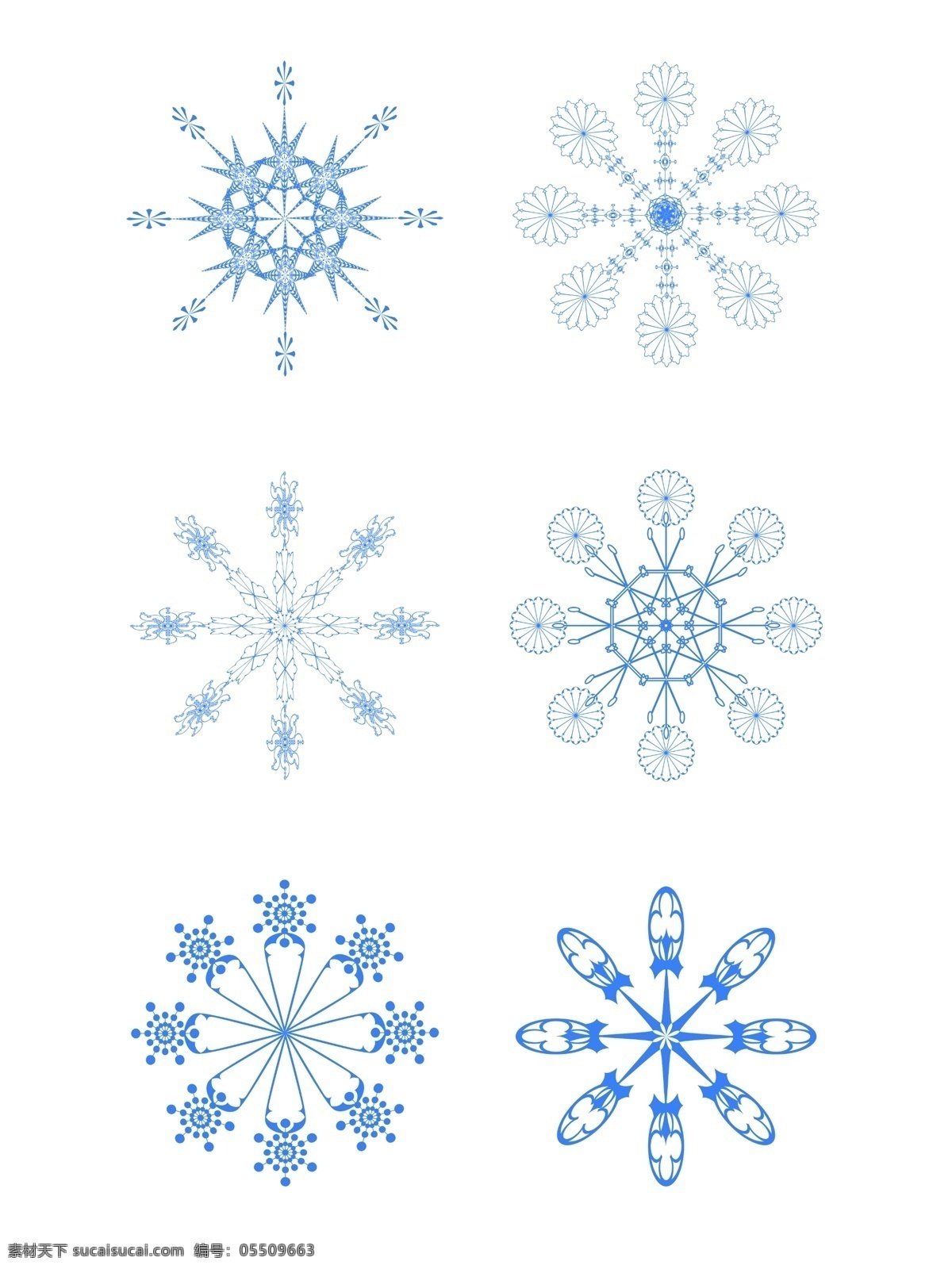 蓝色 冬季 雪花 元素 商用 花纹 旋转