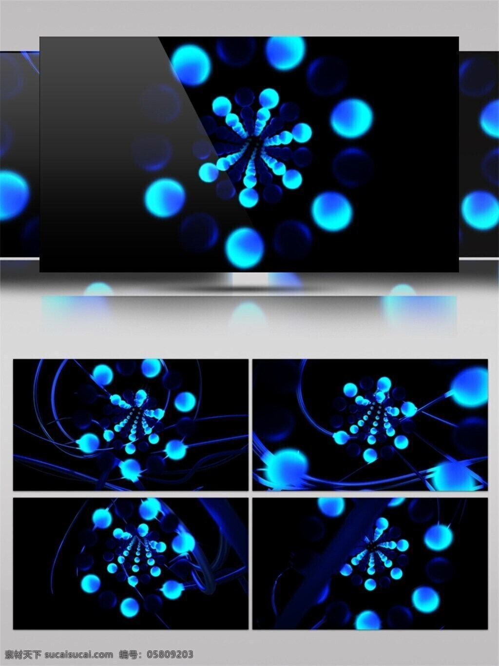 3d视频素材 led vj灯光 蓝光球 蓝色led灯 特效视频素材 蓝色 光球 动态 视频 串光球