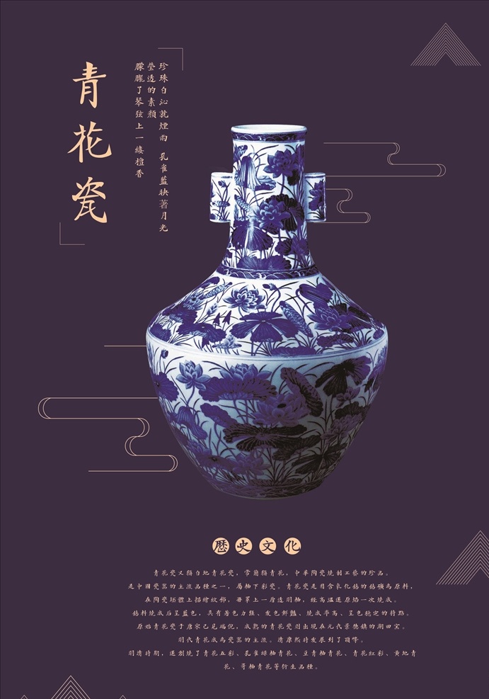 青花瓷海报 古董海报 青花瓷文化 古董文化宣传 古董宣传海报 分层