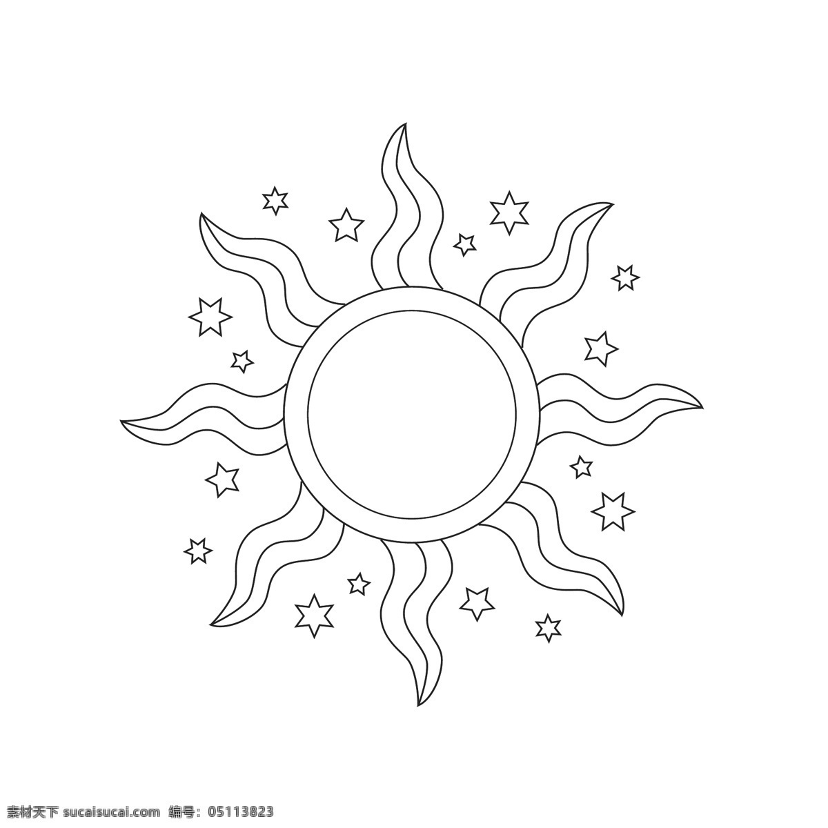 原创 太阳花 太阳神 矢量 线 稿 太阳 线稿